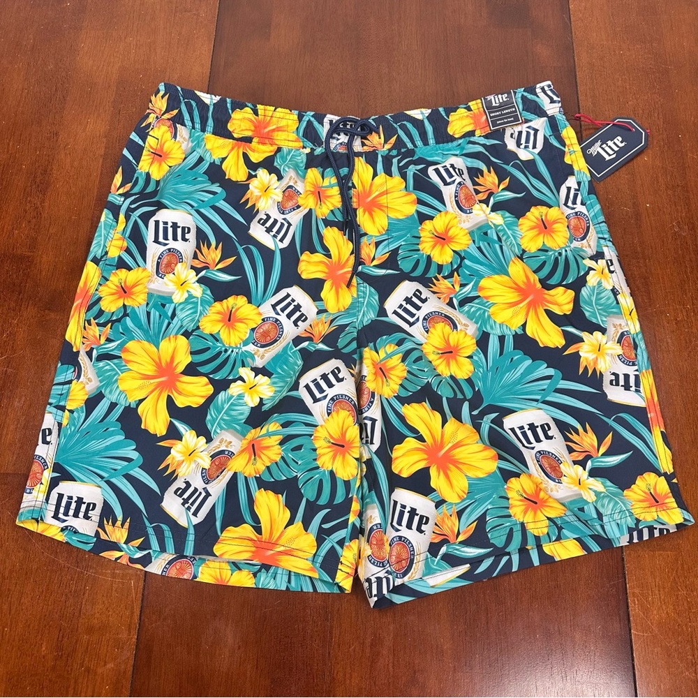 Miller Lite Drawstring‎ Shorts Above The Knee Men’s 3XB NWT Unlined Multicolor